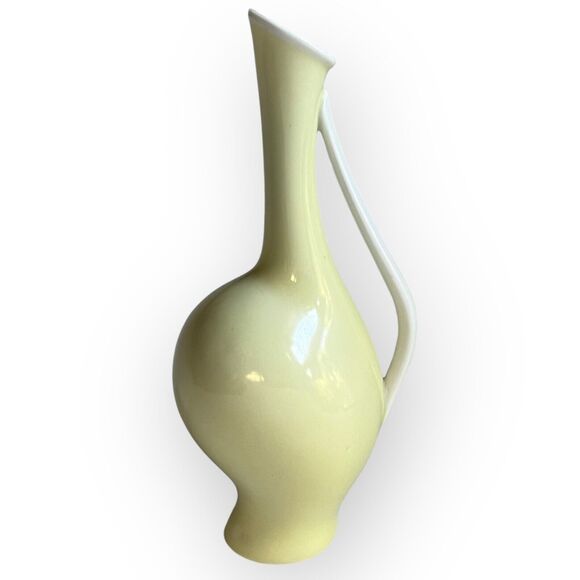 Fritz Heidenreich 1950s for Rosenthal Pregnant Louise Vase 7" Pale Yellow, White - Picture 7 of 16